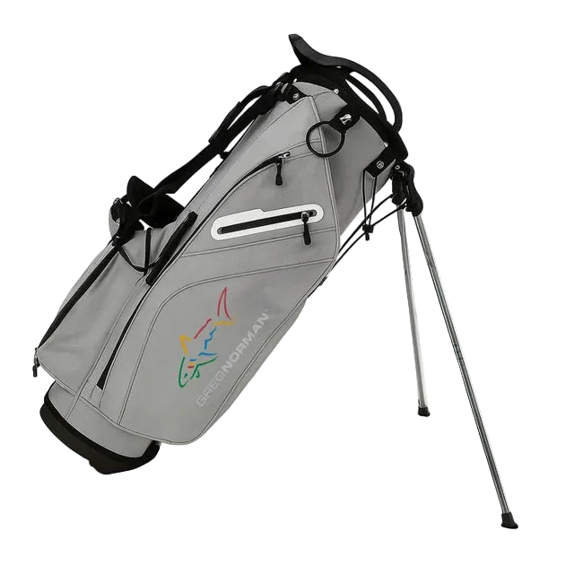 1. Greg Norman Golf Stand Bag - Silver Grey colorway front view
