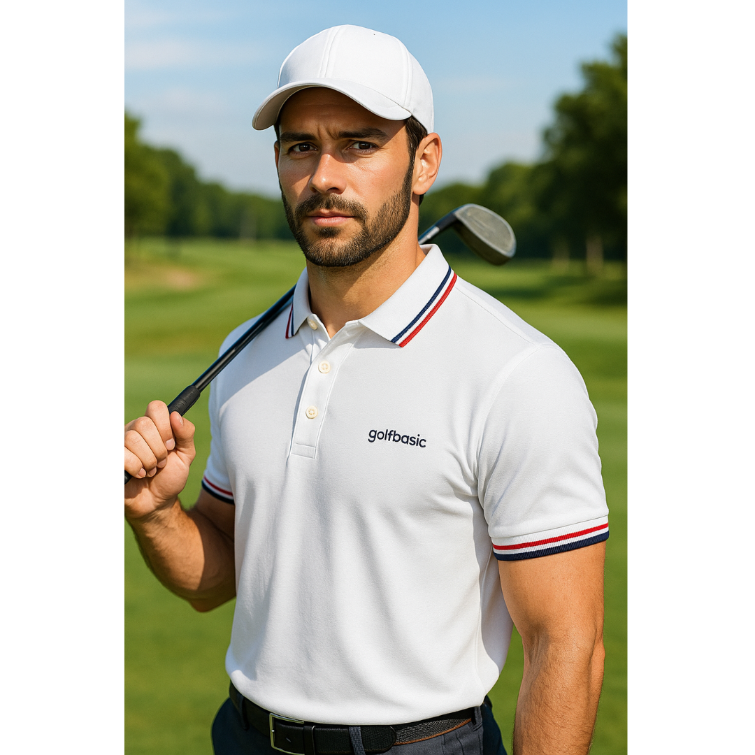 GolfBasic Striped Collar Performance Polo Golf T-Shirt (Indian Size)