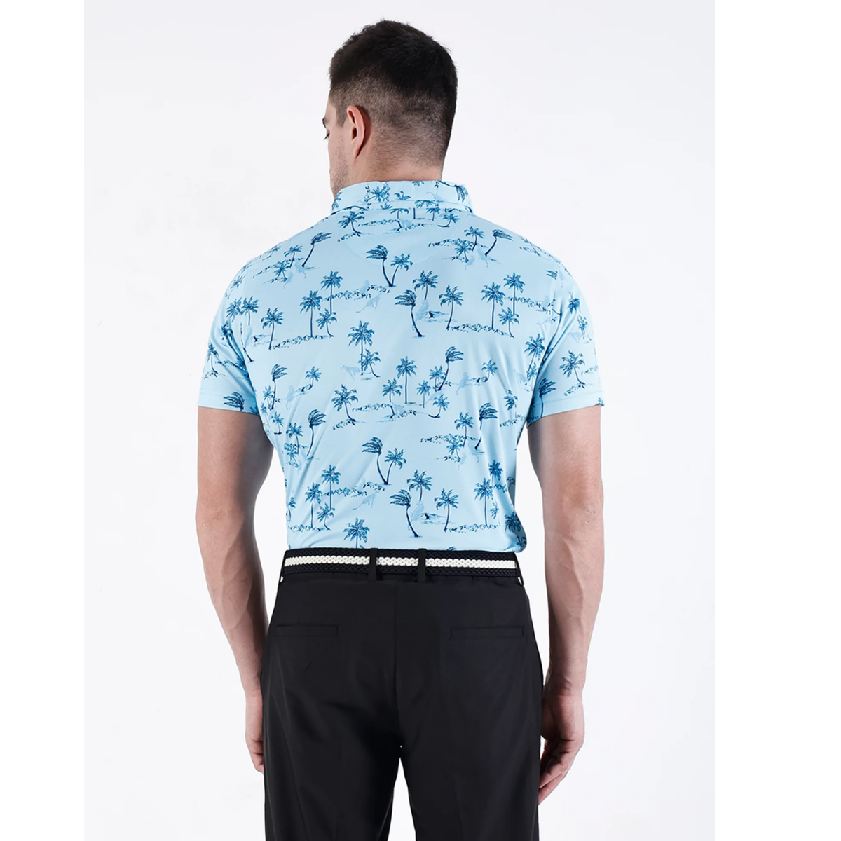 Sligo Men's Sky Blue Printed Golf Polo T Shirt (Indian Size)