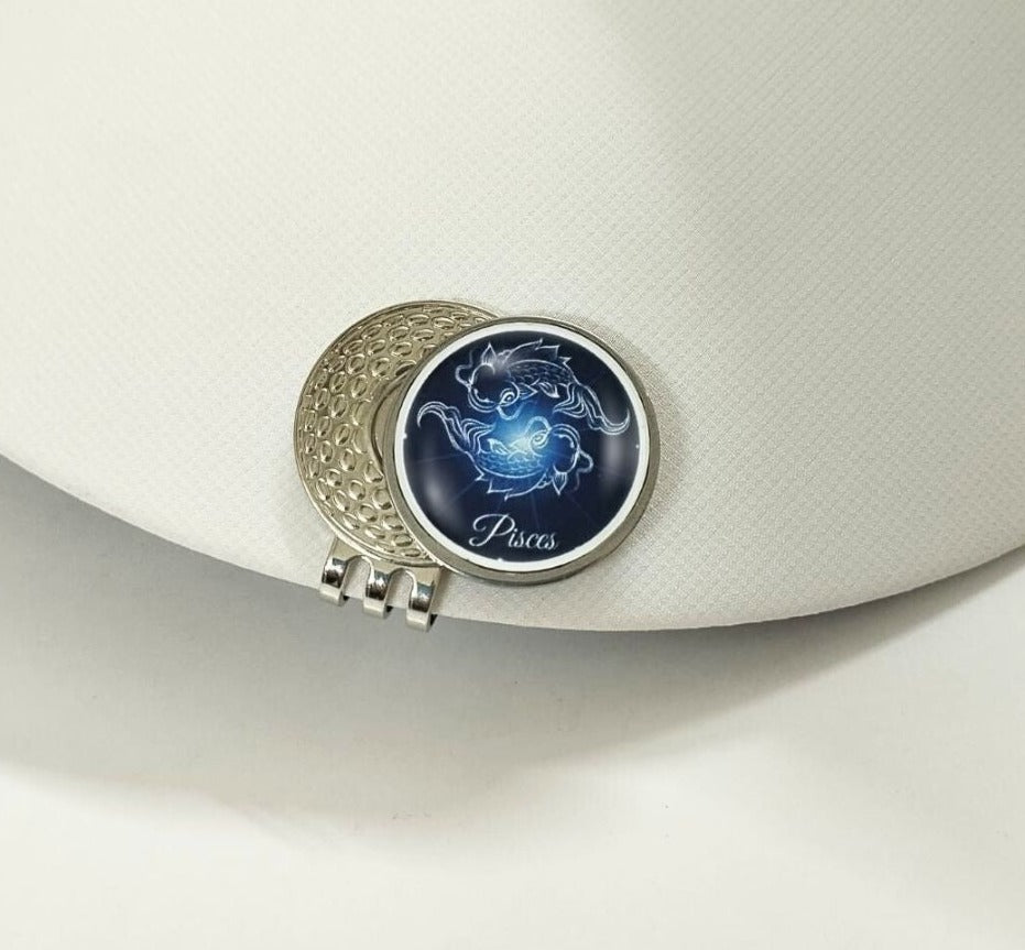 GolfBasic & Zodiac Sign Magnetic Cap Clip & Ball Marker (Pack of 1 Clip & 2 Markers)