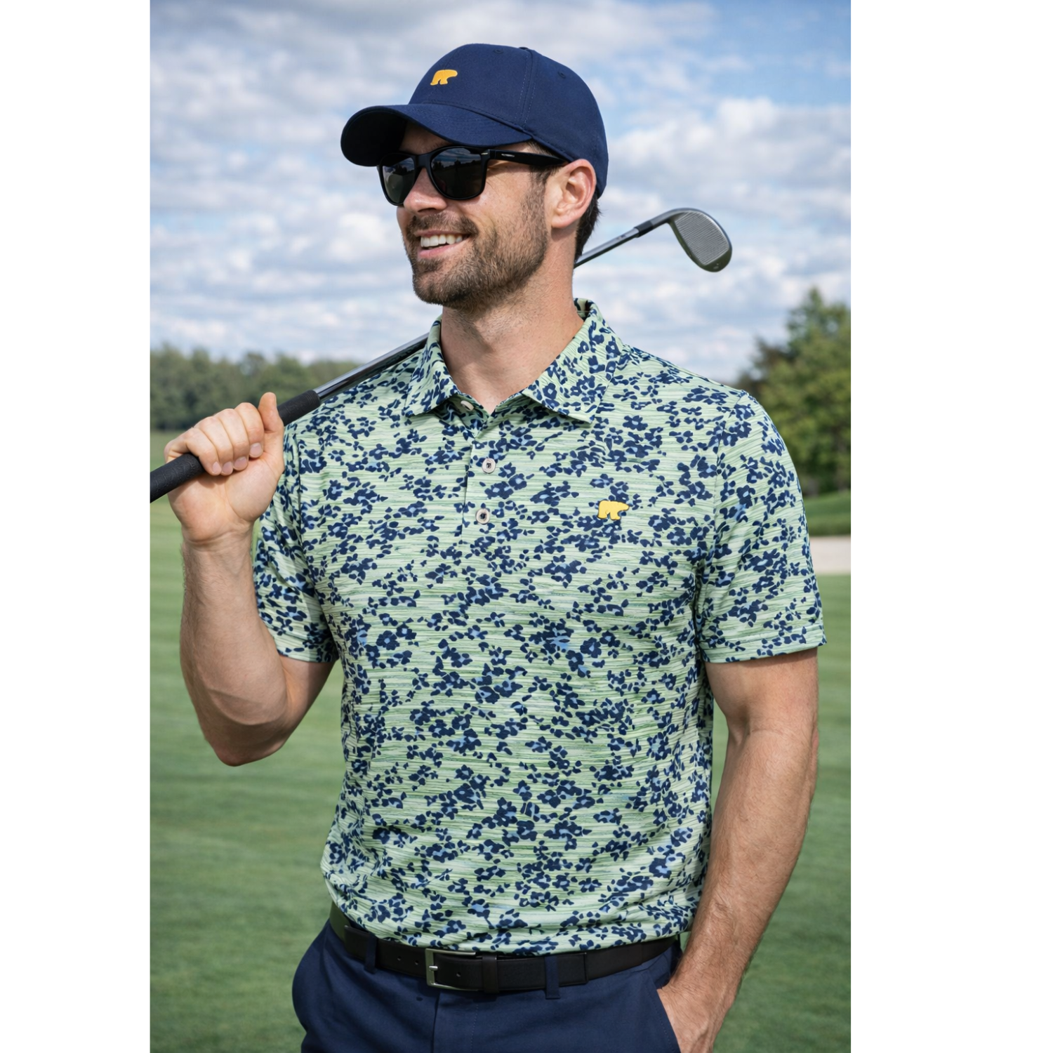 Jack Nicklaus Men’s Floral Camo Performance Golf Polo