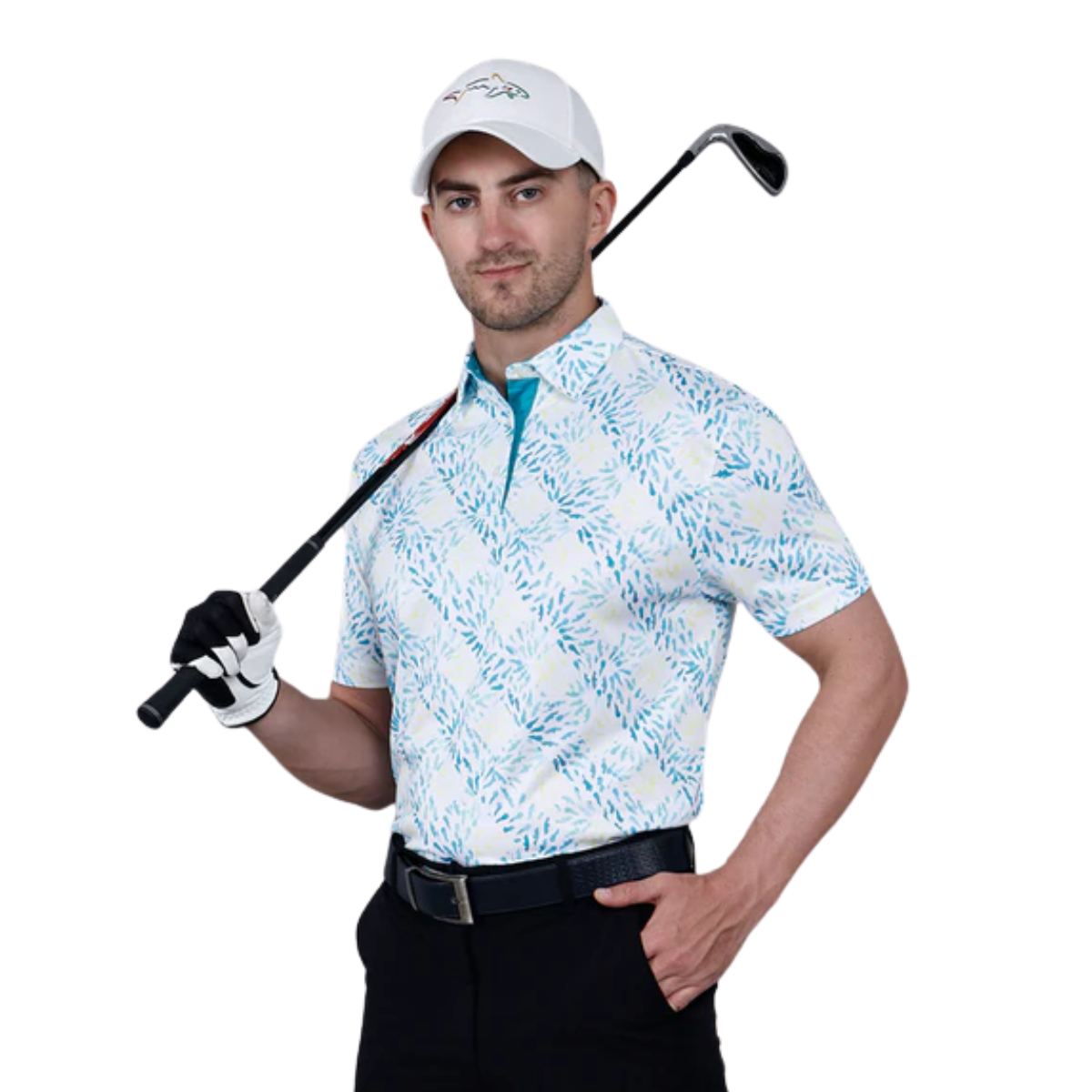 Sidus Men's Blue Printed Golf Polo T shirt (Indian Size)