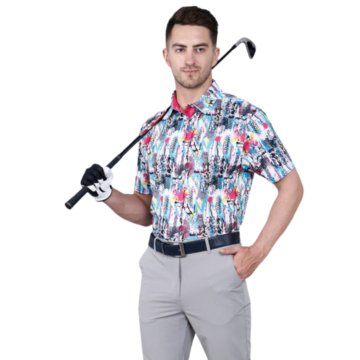 Sidus Men's Multicolor Printed Golf Polo T Shirt (Indian Size)