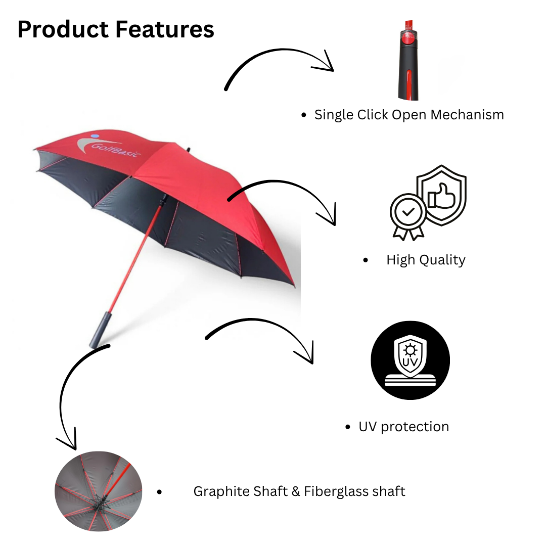 GolfBasic 60'' Lightweight Single Canopy Auto Open Golf Umbrella