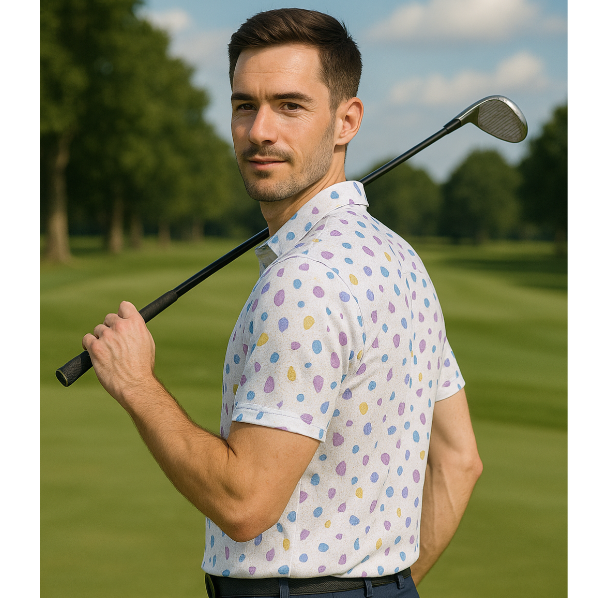 Sligo Men's White Printed Polo T-shirt (Indian Size)
