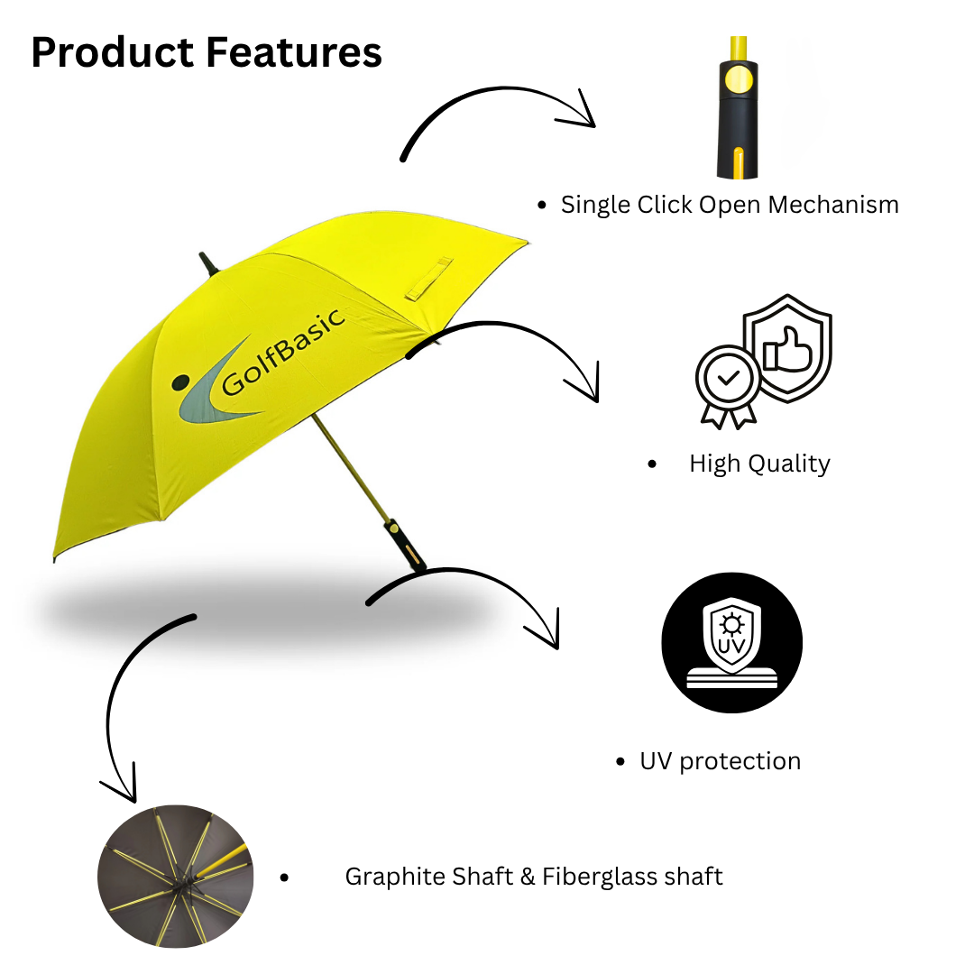 GolfBasic 60'' Lightweight Single Canopy Auto Open Golf Umbrella