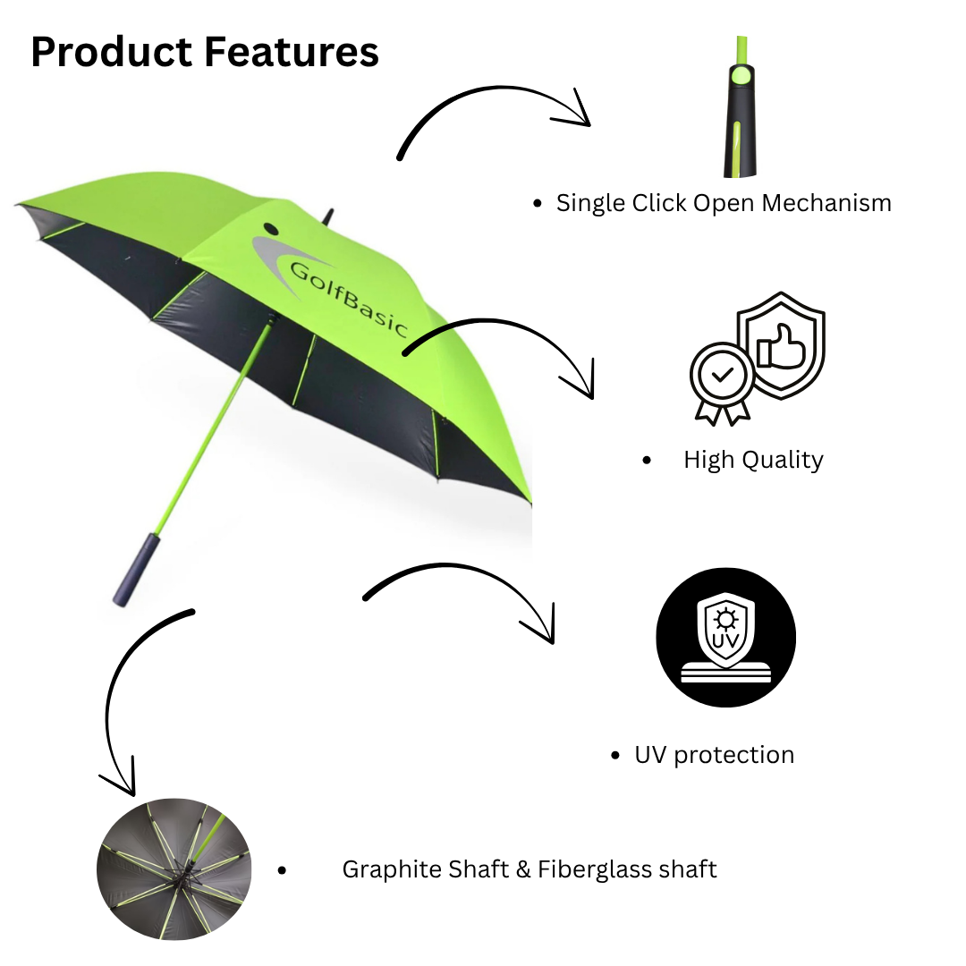 GolfBasic 60'' Lightweight Single Canopy Auto Open Golf Umbrella