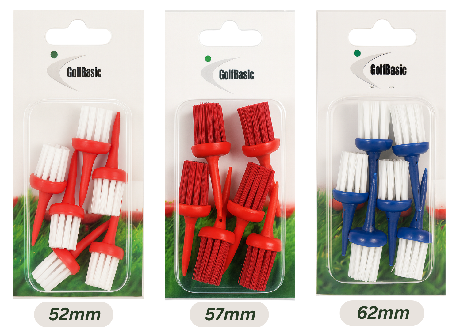 GolfBasic Brush Golf Tees (3 Sizes)