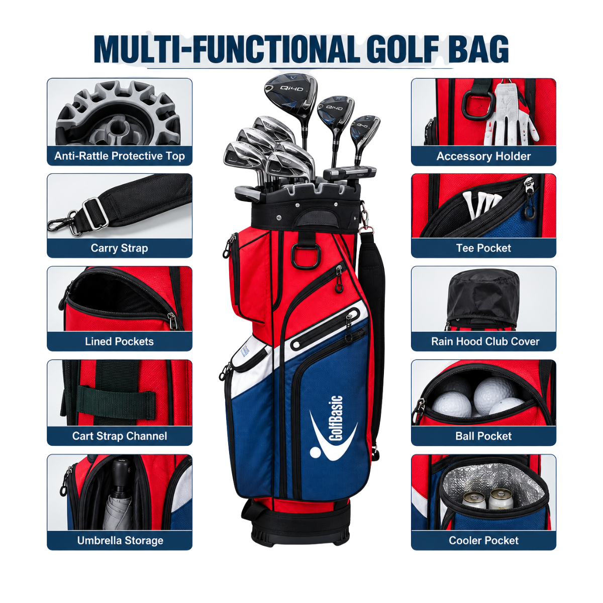 GolfBasic Premium 14 Divider Cart Bag