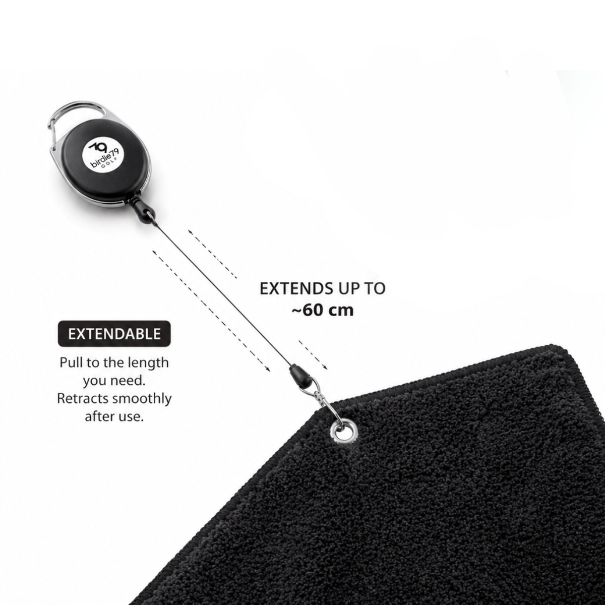 Birdie 79 Retractable Microfiber Golf Towel