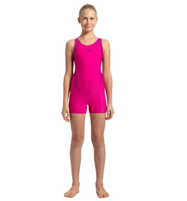 Speedo Girl's Boomstar Splice Legsuit - Black/Pink