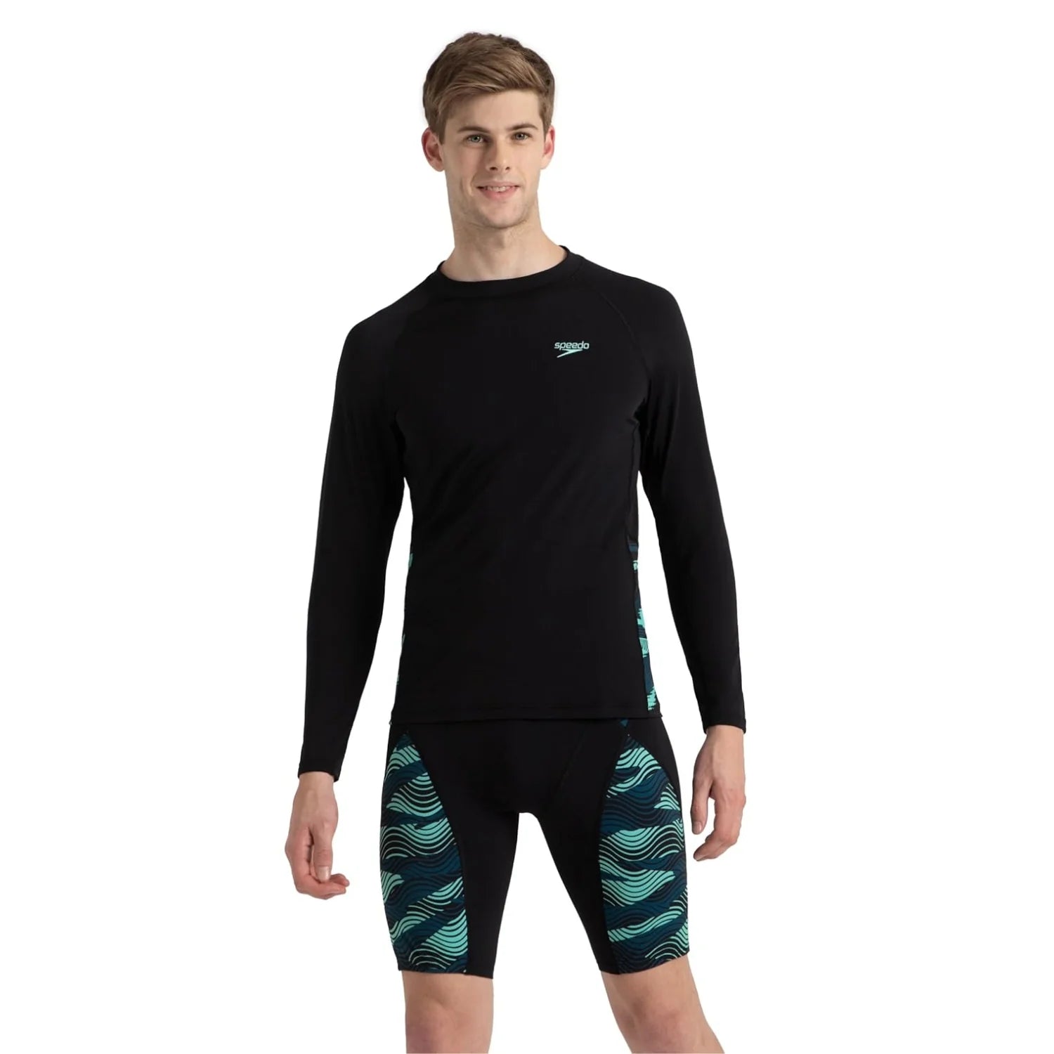 Speedo Men's Endurance+ Long Sleeve Splice Printed Suntop