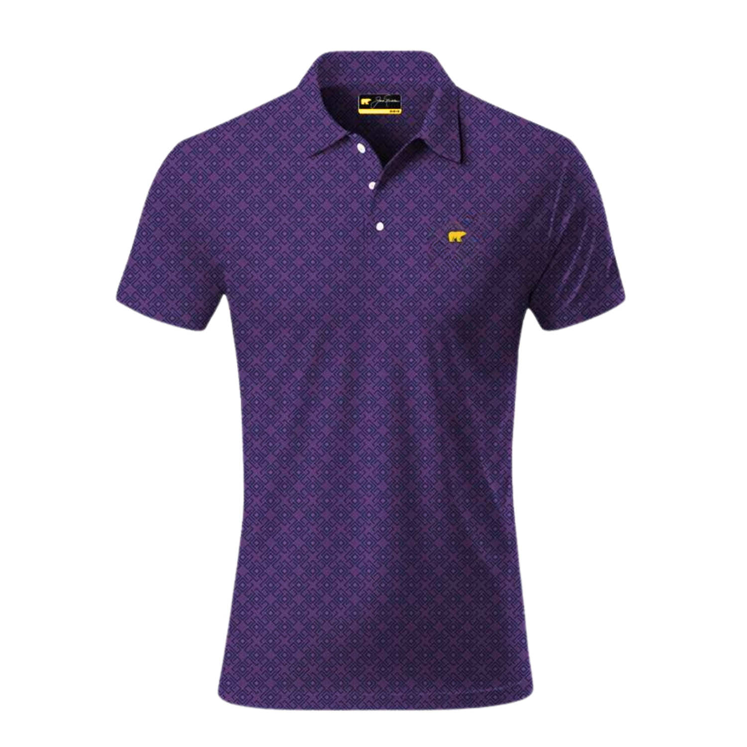 Jack Nicklaus Men's Purple Geometric Diamond Pattern Golf Polo T-Shirt
