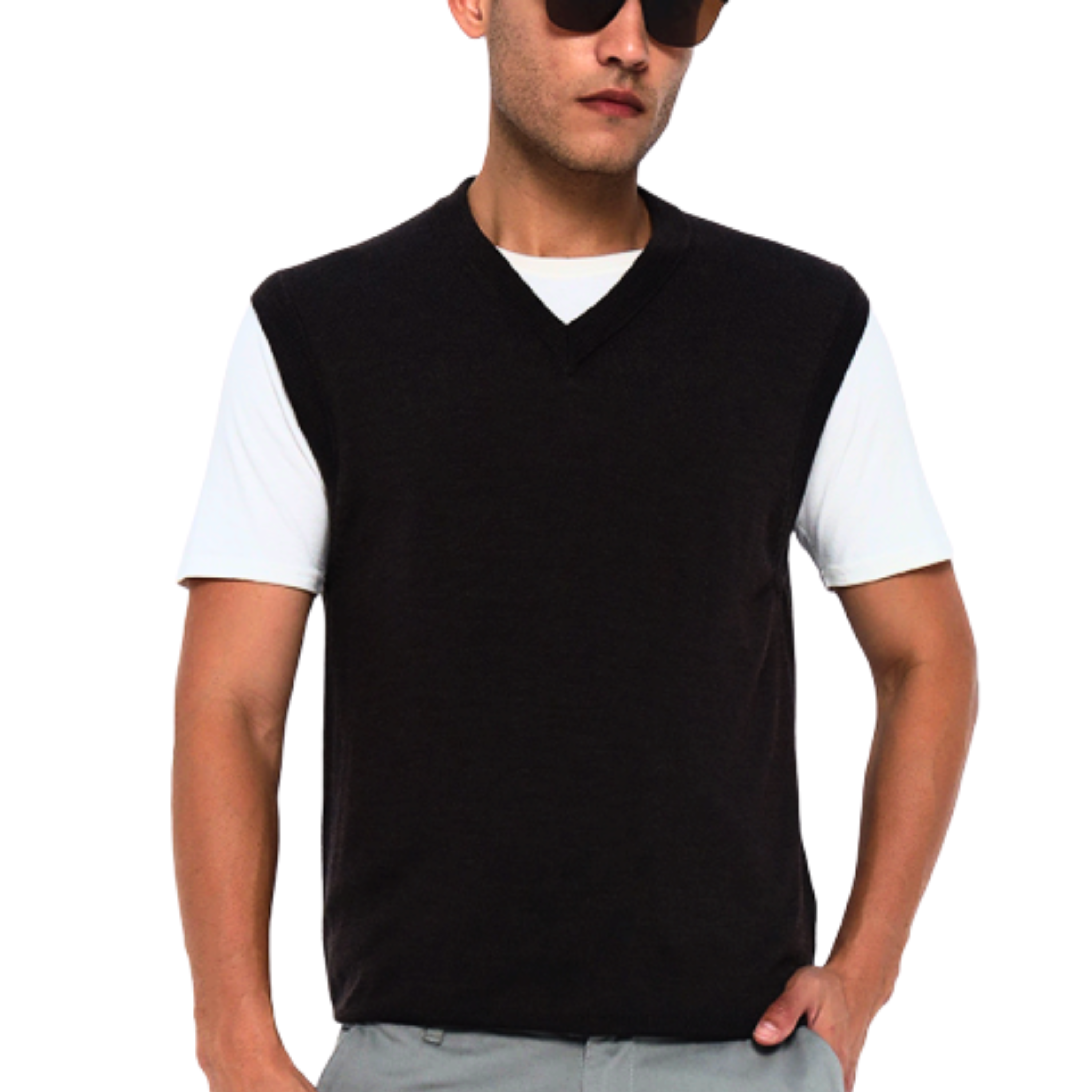 XLサイズ OVY Cotton Wool V-neck Knit Vest Cotton Wool V-neck Knit