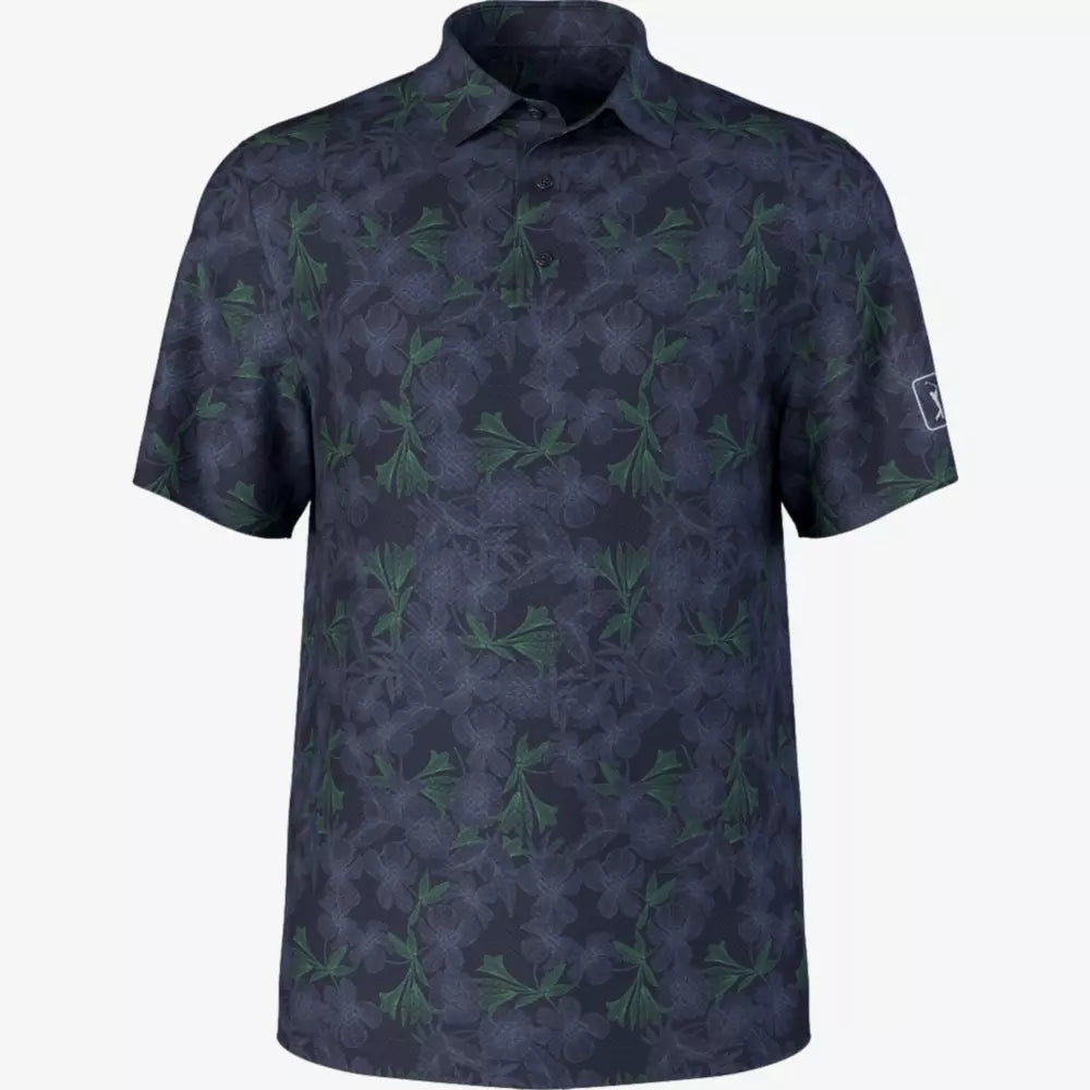 PGA Tour Linear Botanical Printed Men's Golf Polo T-Shirt