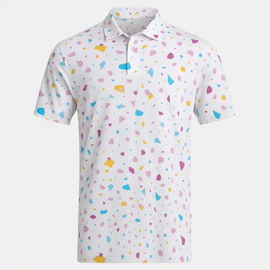 Sligo Men's White Printed Polo T-shirt (Indian Size)