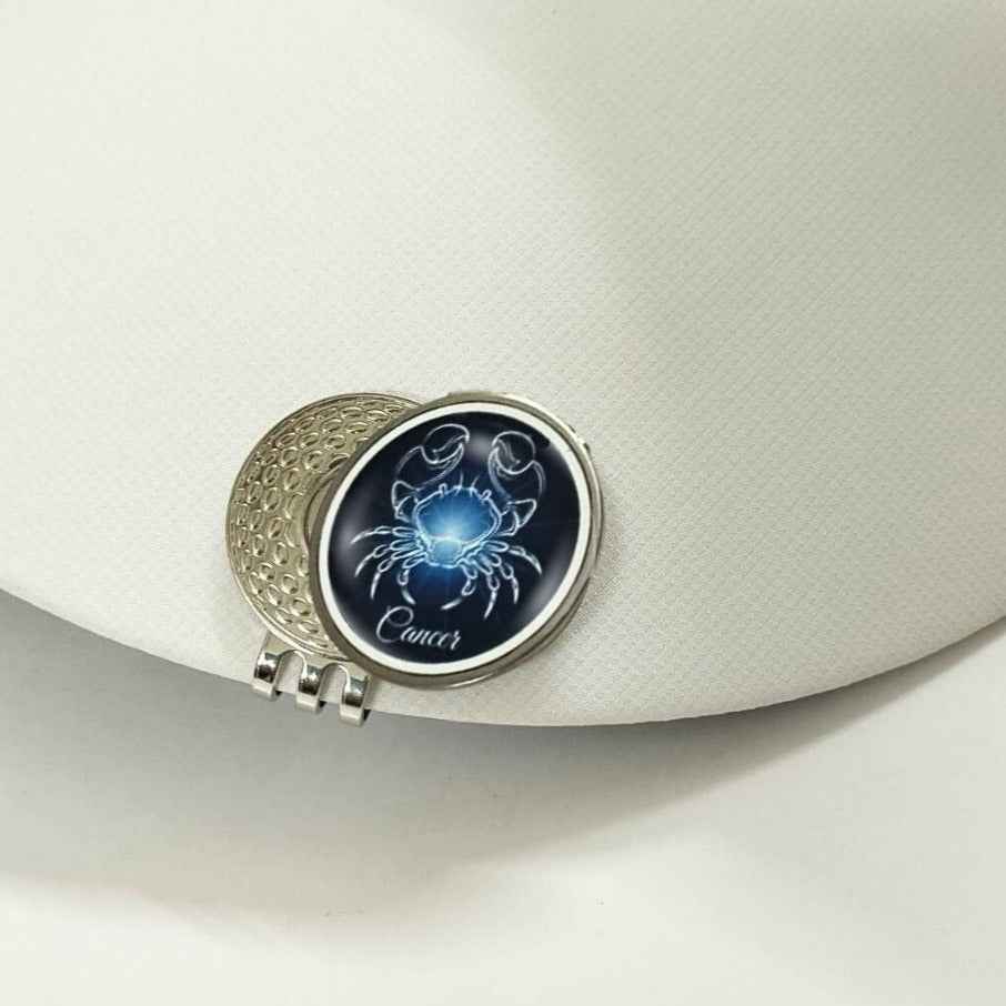 GolfBasic & Zodiac Sign Magnetic Cap Clip & Ball Marker (Pack of 1 Clip & 2 Markers)