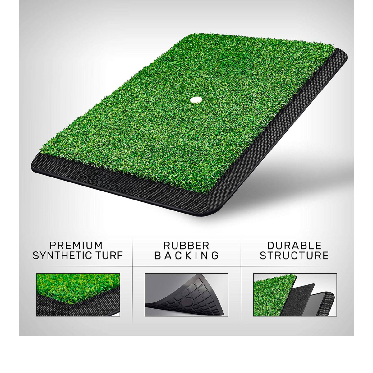 GolfBasic Golf Hitting Mat with Rubber Tee