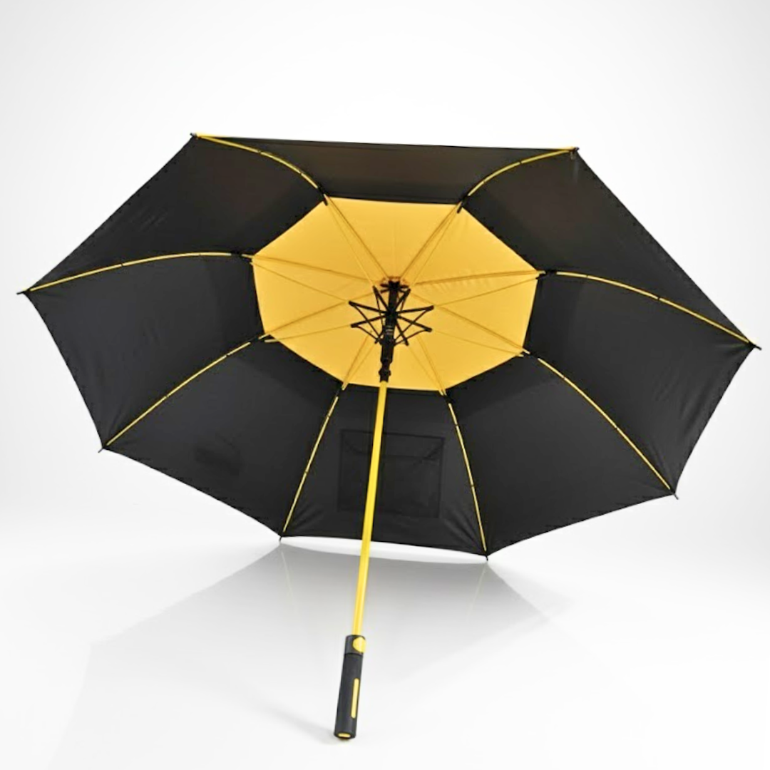 GolfBasic 60'' Double Canopy Umbrella (Yellow/Black) - Asian Sports