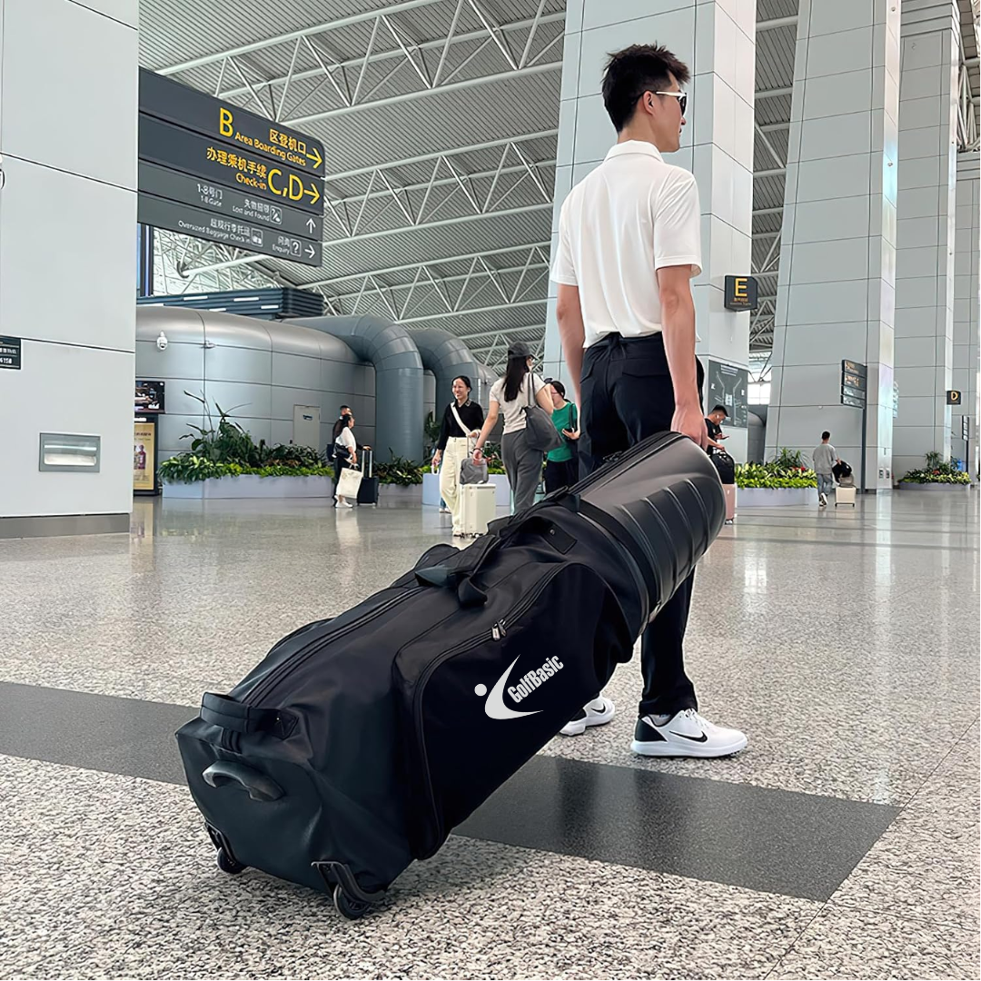 GolfBasic Foldable Hard-Shell Golf Travel Cover with Wheels