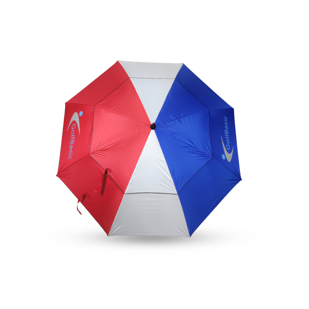 GolfBasic 60'' Double Canopy Golf Umbrella (Red/White/Blue)