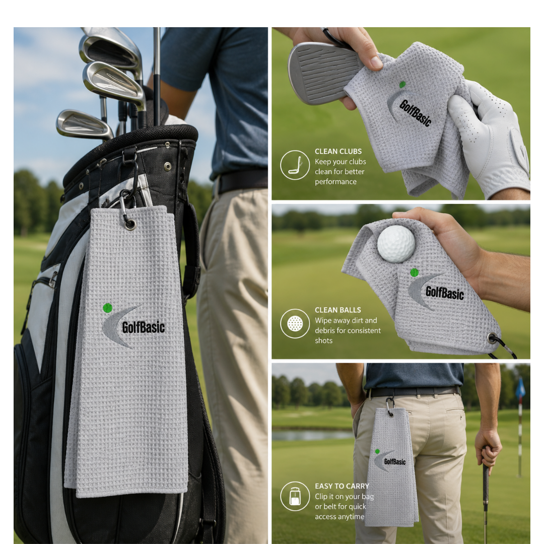 GolfBasic Microfibre Golf Towel with Carabiner