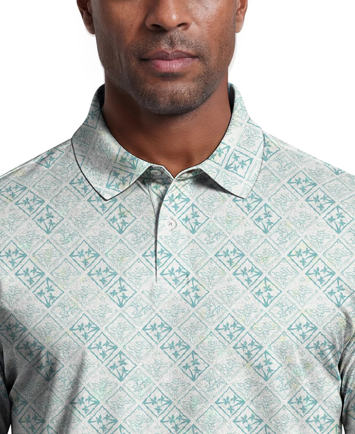 PGA Tour Tropical Argyle Print Golf Polo T-Shirt