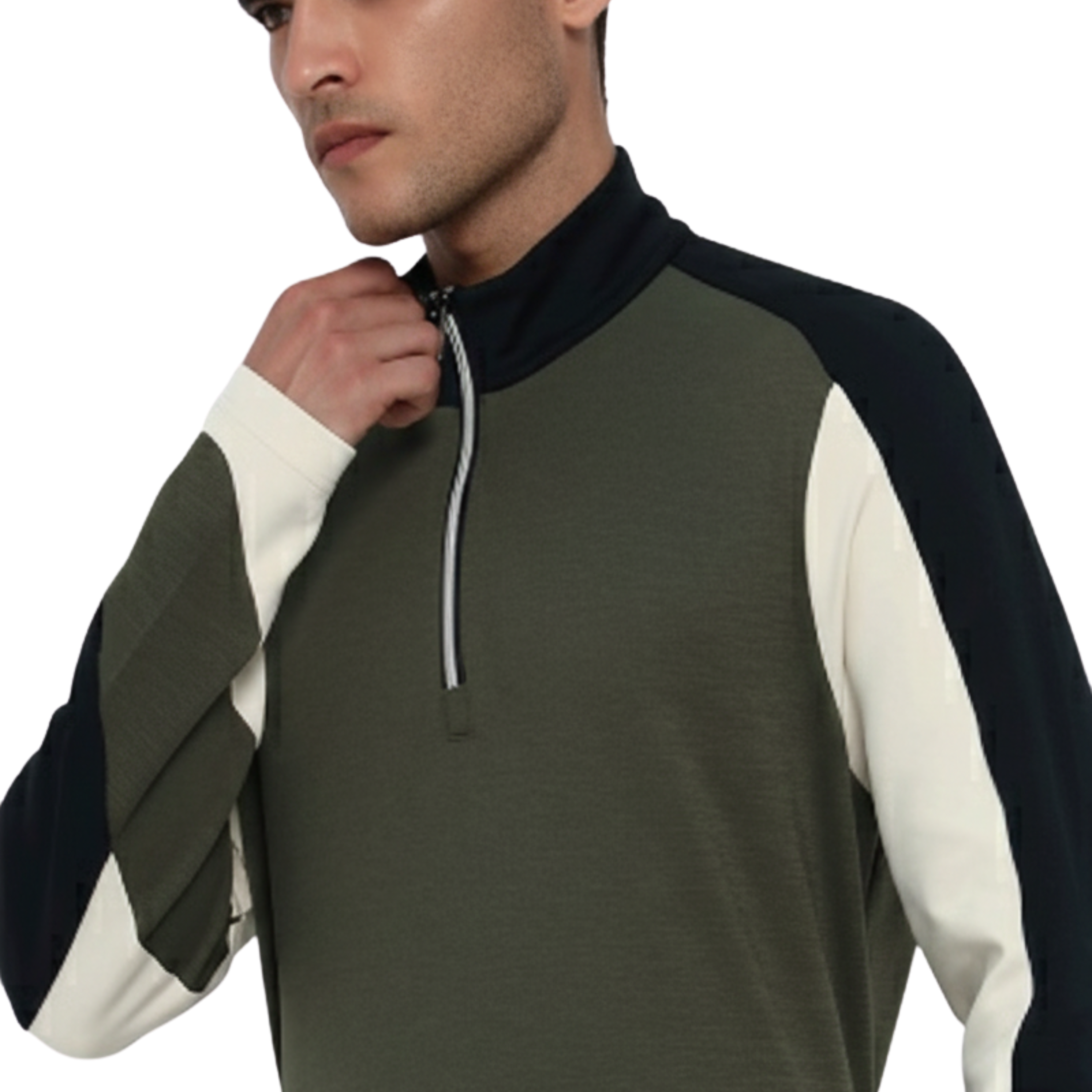 Jack Nicklaus Men’s Color Block 1/4 Zip Performance Golf Polo Long Sleeve T-Shirt