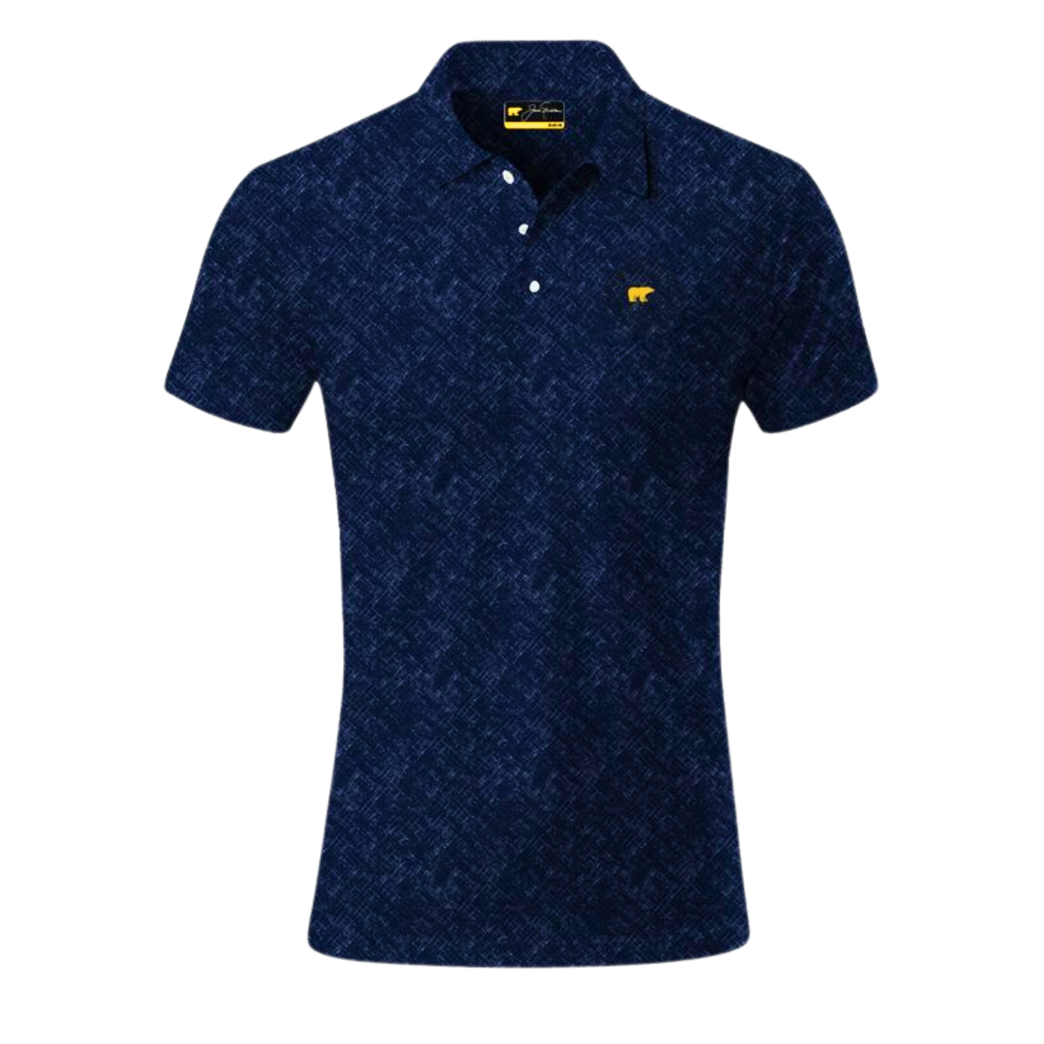 Jack Nicklaus Men's Navy and Blue Textured Pattern Golf Polo T-Shirt