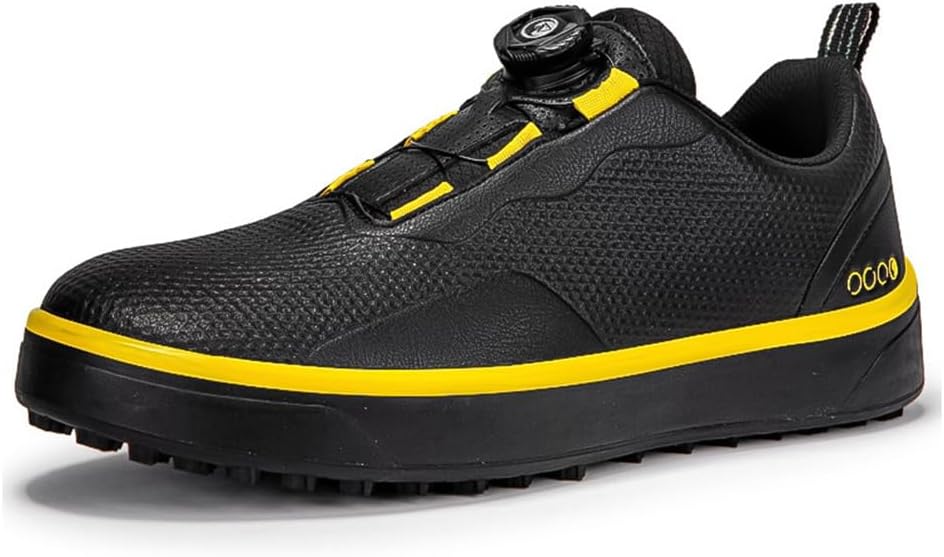 KONJACLY Mens Golf Sneakers Lightweight Leather Spikeless Golf Shoes