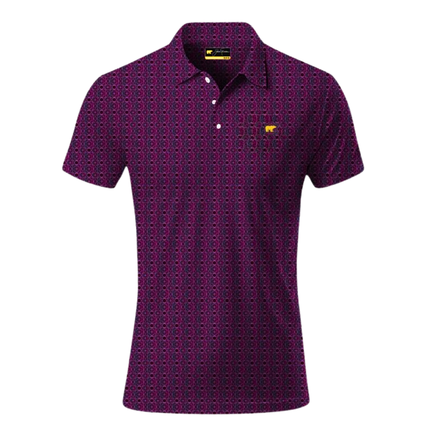 Jack Nicklaus Men’s Maroon Circular Geometric Pattern Golf Polo T-Shirt
