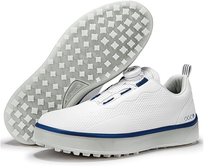KONJACLY Mens Golf Sneakers Lightweight Leather Spikeless Golf Shoes