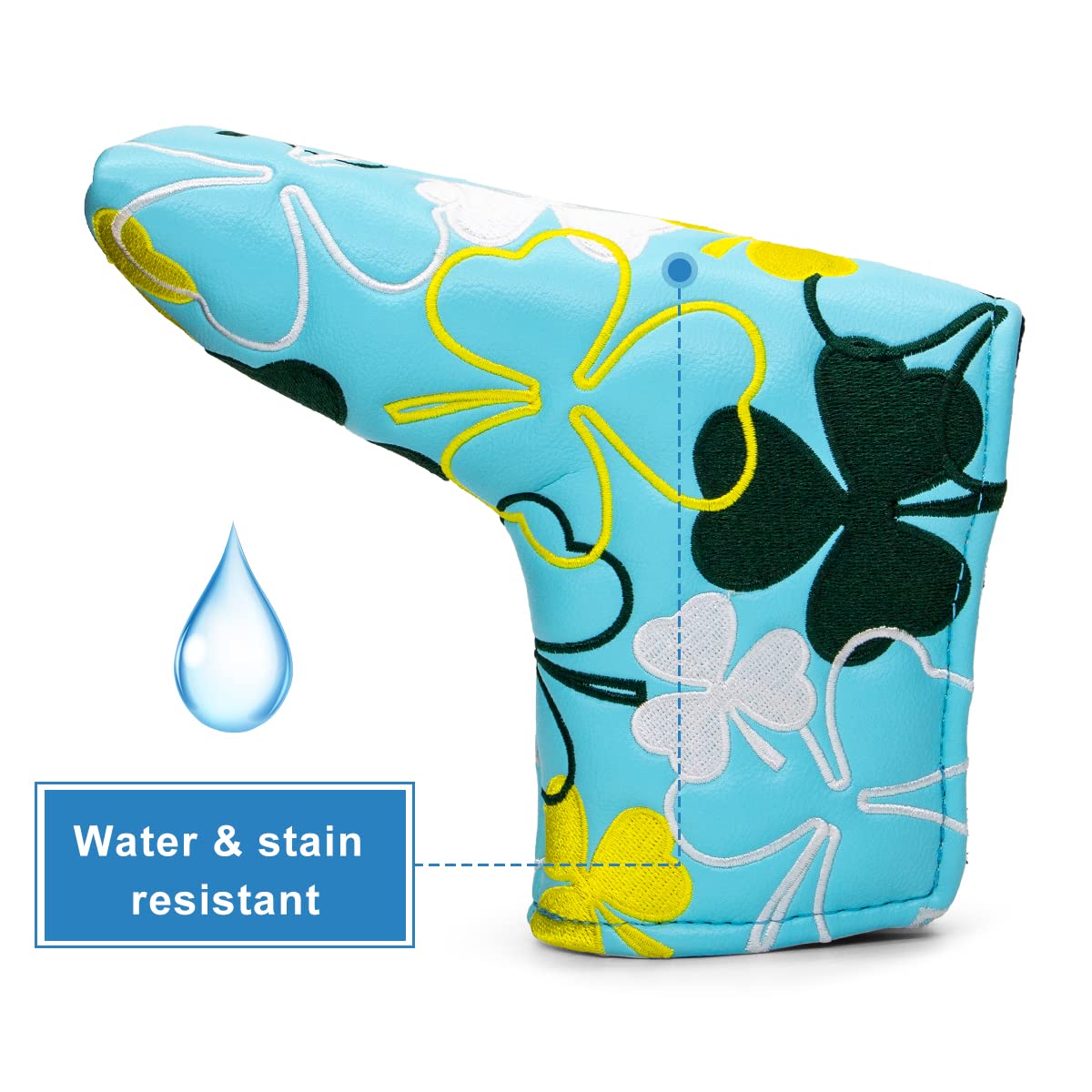 GolfBasic Lucky Shamrock Golf Blade Putter Cover - Sky