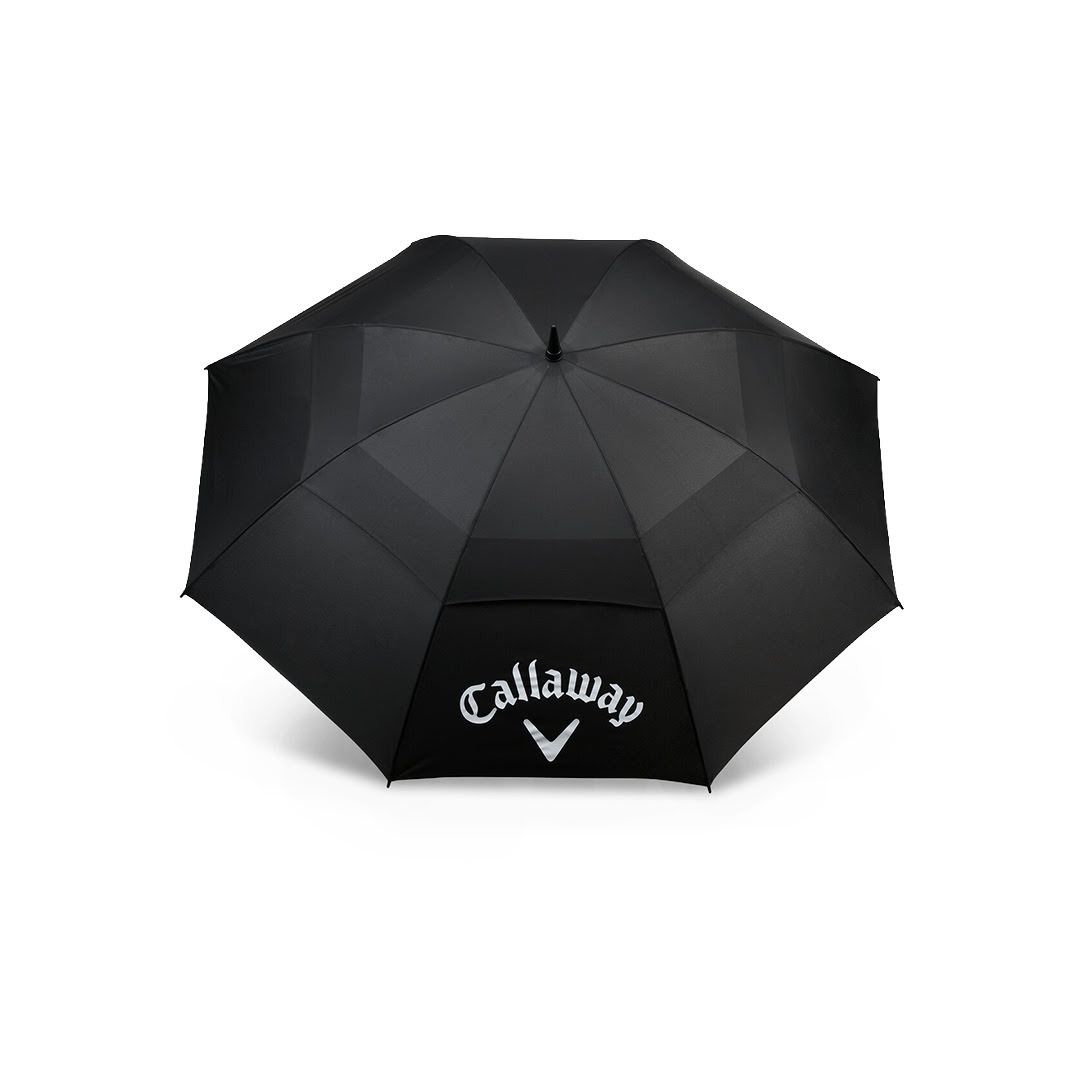 Black umbrella with Callaway logo on a white background