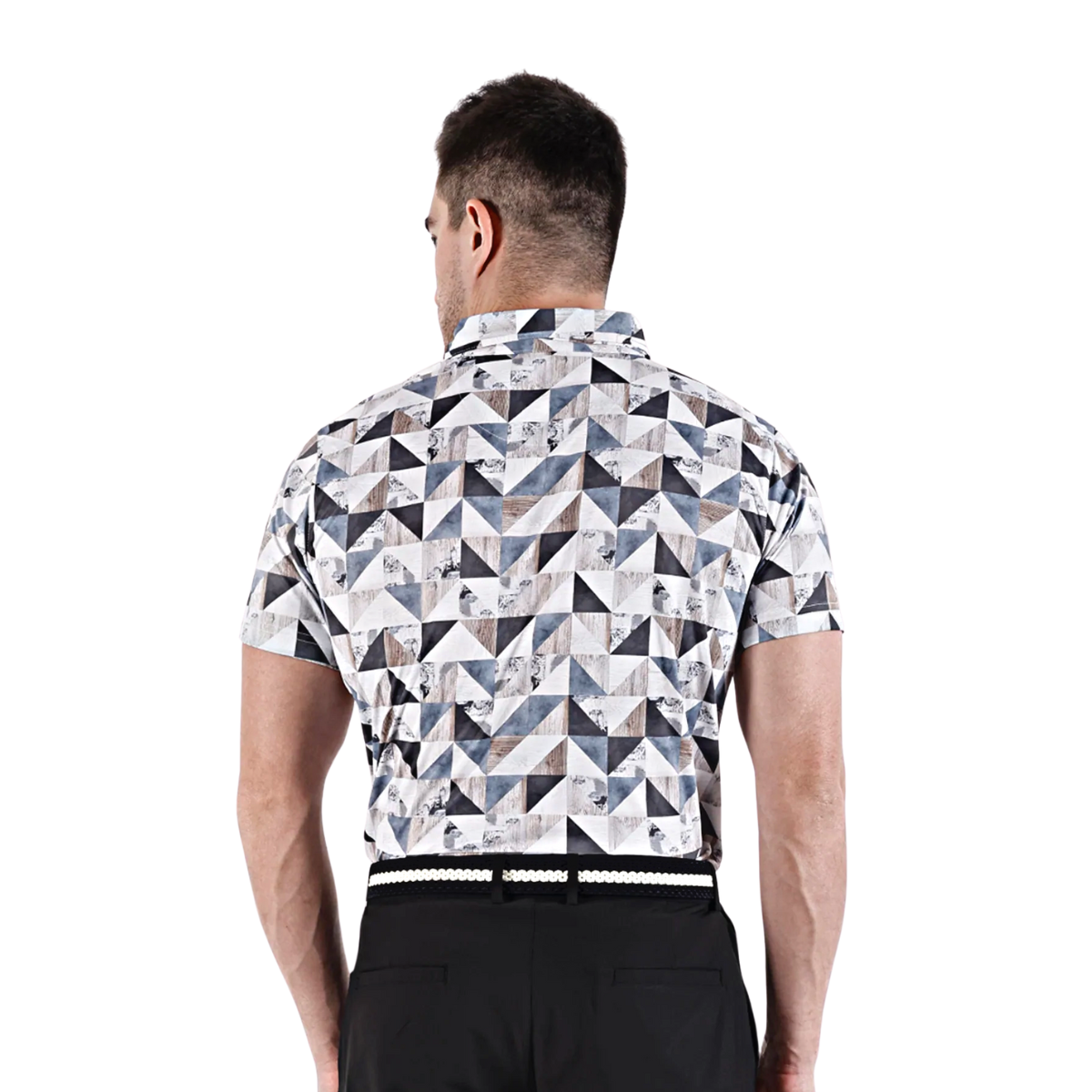 Sidus Men's White Grey Printed Golf Polo T Shirt (Indian Size)