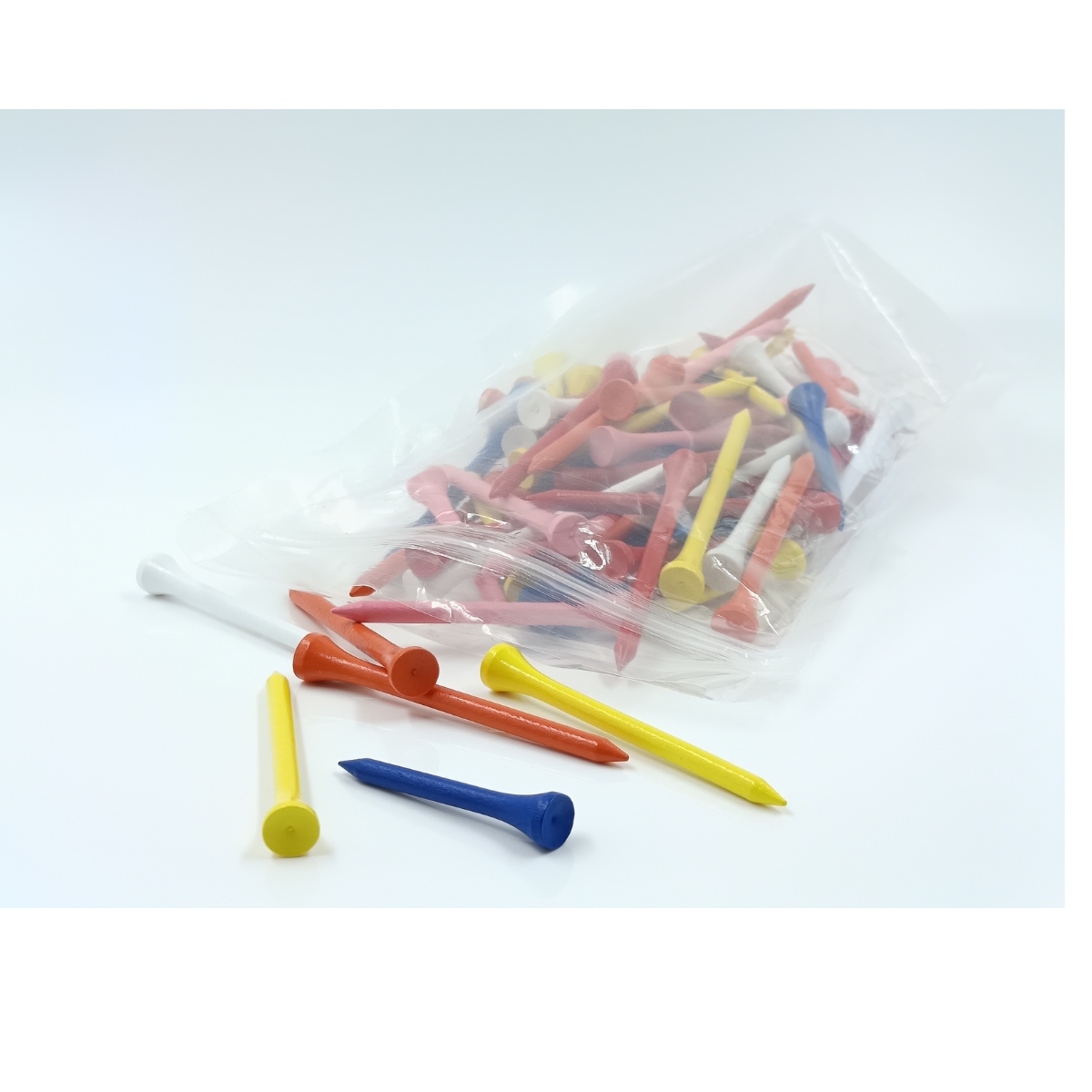 GolfBasic Mixed Wooden Tees (Pack of 100 Pcs)