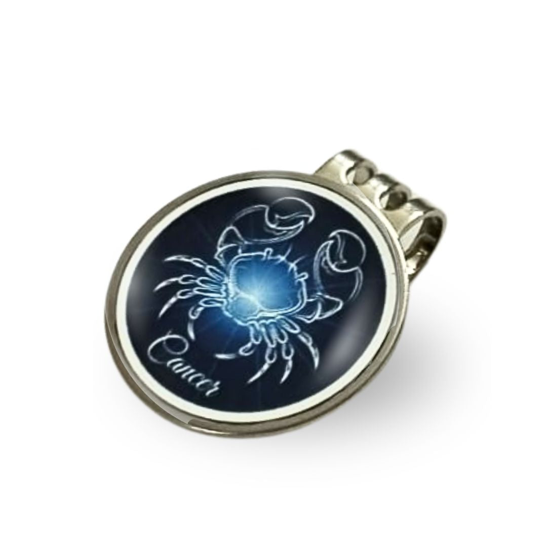 GolfBasic & Zodiac Sign Magnetic Cap Clip & Ball Marker (Pack of 1 Clip & 2 Markers)