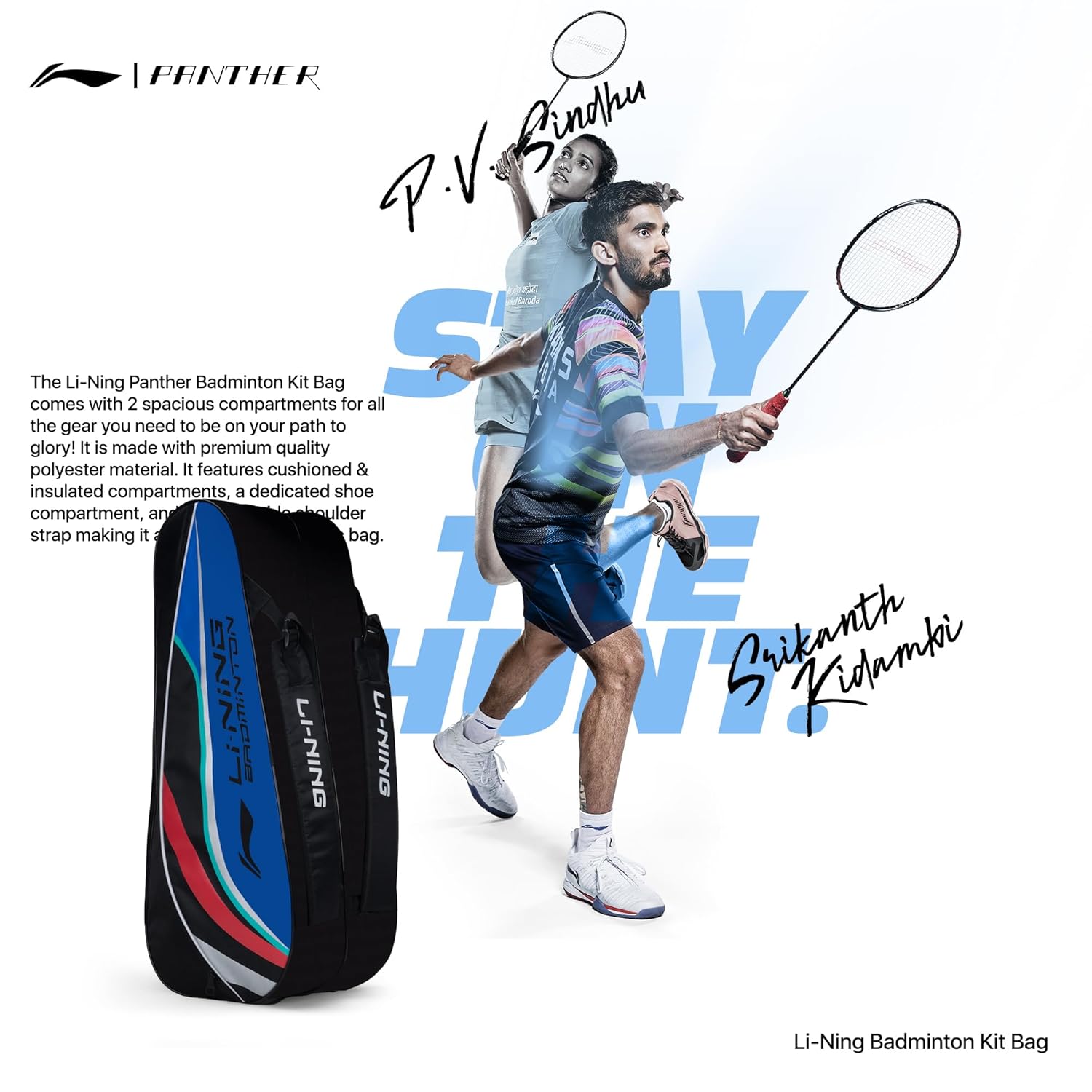 Li-Ning Panther Double Zipper Polyester Badminton Kit Bag