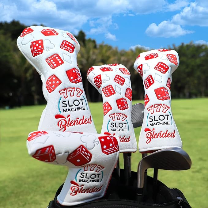GolfBasic Lucky 777 Pu Leather Golf Blade Putter Cover - White
