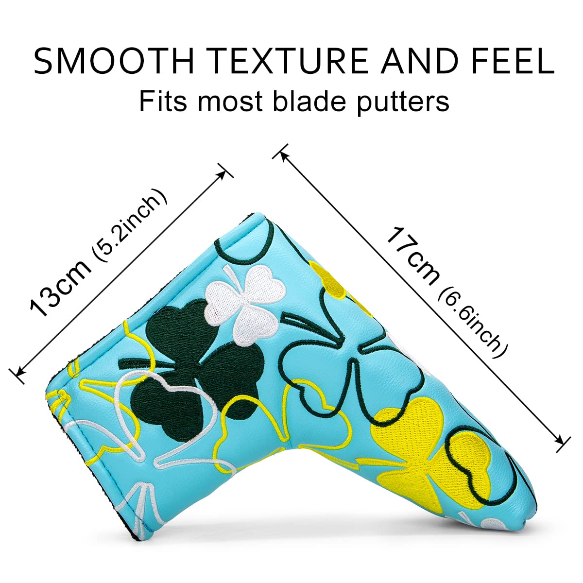 GolfBasic Lucky Shamrock Golf Blade Putter Cover - Sky