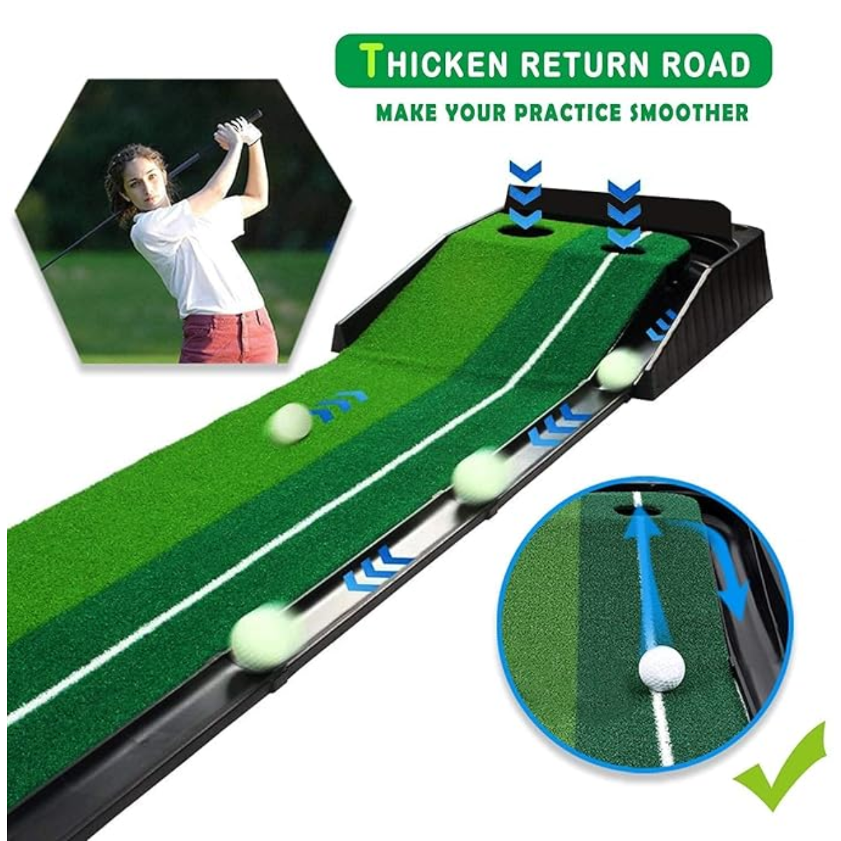 GolfBasic Deluxe Return Putting Mat (3 Metre)