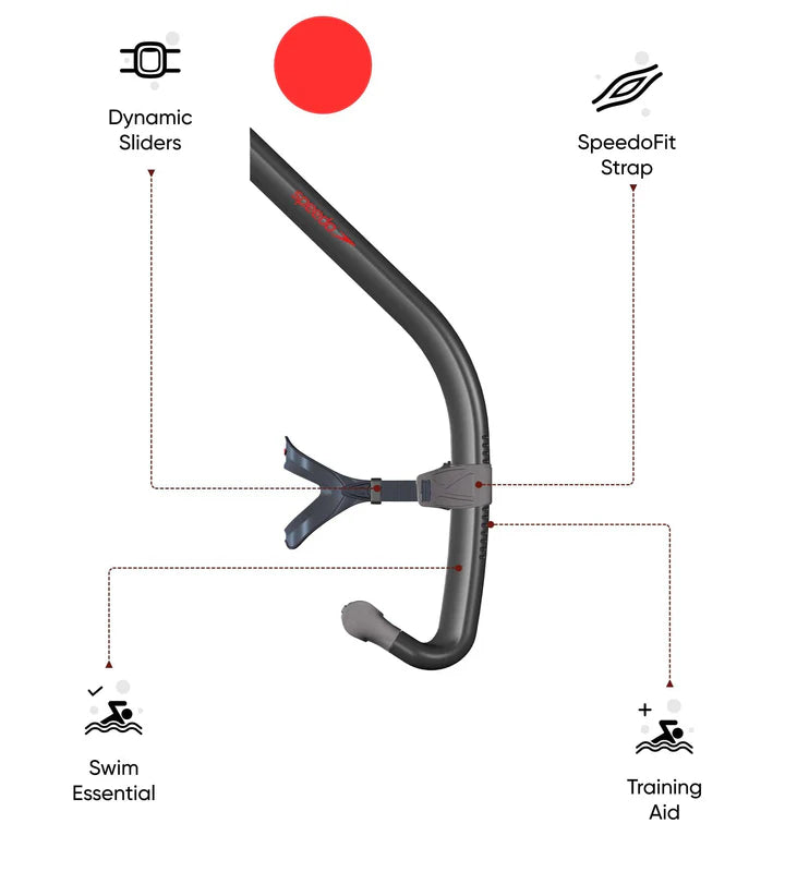 Speedo Unisex Adult Bullet Head Centre Snorkel For Men and Women - Black & Smoke