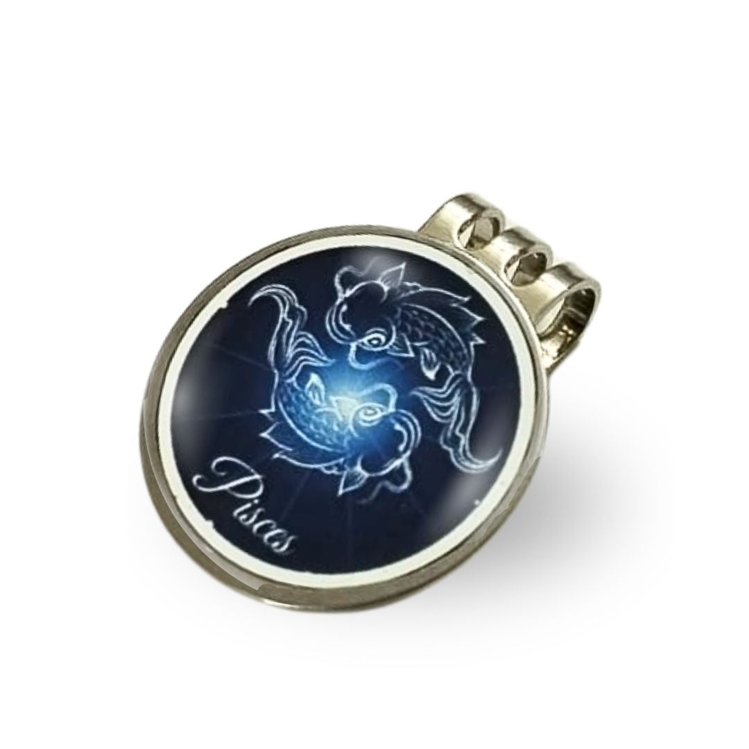 GolfBasic & Zodiac Sign Magnetic Cap Clip & Ball Marker (Pack of 1 Clip & 2 Markers)