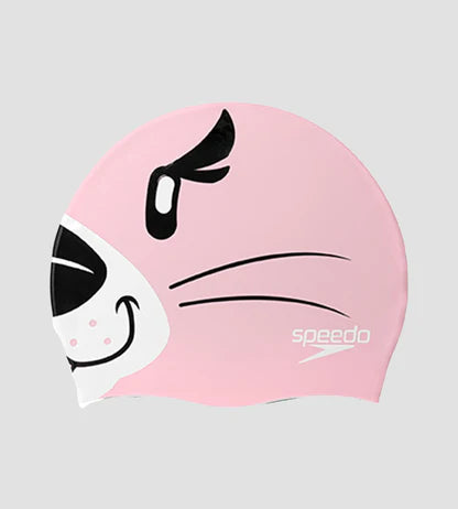 Speedo unisex junior Seal Print Swim Cap For Tots- Boys & Girls -Pink & Black