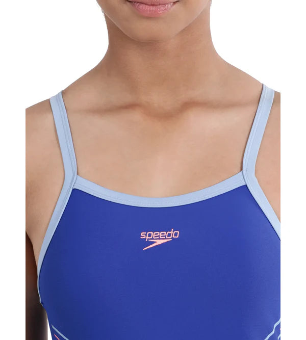Speedo Girls Endurance 10 Thinstrap Muscleback One Piece V-Cut Swimsuit