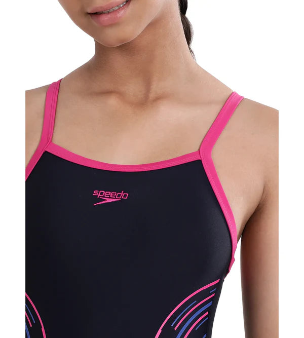 Speedo Girls Endurance 10 Thinstrap Muscleback One Piece V-Cut Swimsuit