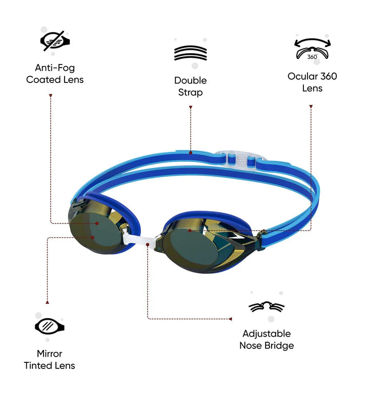 Speedo Unisex Kids Vanquisher 3.0 Mirror Lens Swim Goggles (Age Range - 6-14 Years)