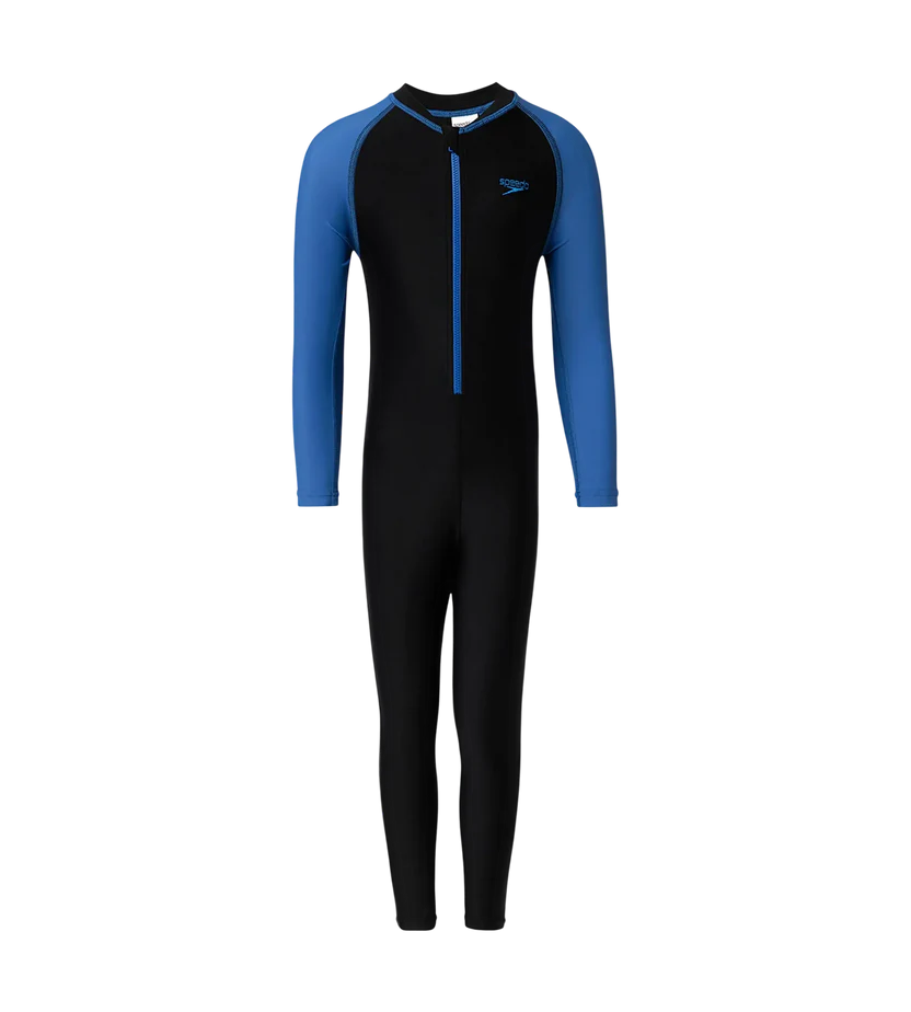 Speedo Boy's Endurance10 Color Block All In One Suit - Black & Turkish Sea