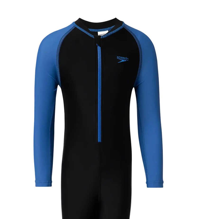 Speedo Boy's Endurance10 Color Block All In One Suit - Black & Turkish Sea