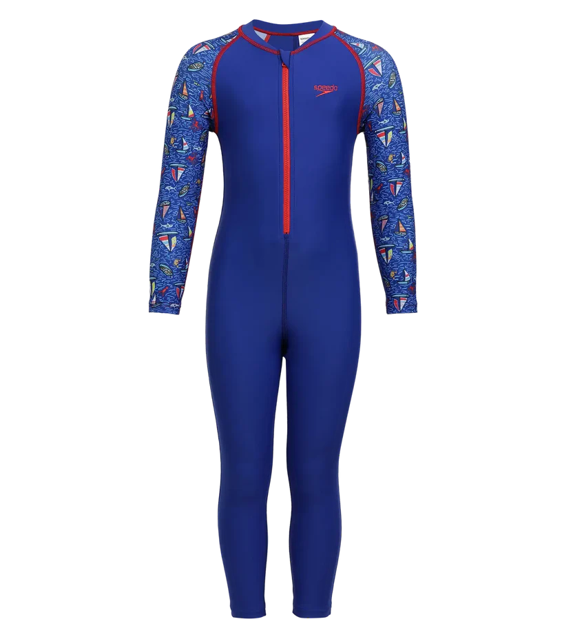Speedo Boy's Recycled Endurance 10 Printed All In One Suit - True Cobalt & Picton Blue